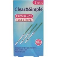 Clear and Simple HCG Pregnancy Test Strips Pack of 3 Strips