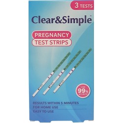 Clear and Simple HCG Pregnancy Test Strips Pack of 3 Strips