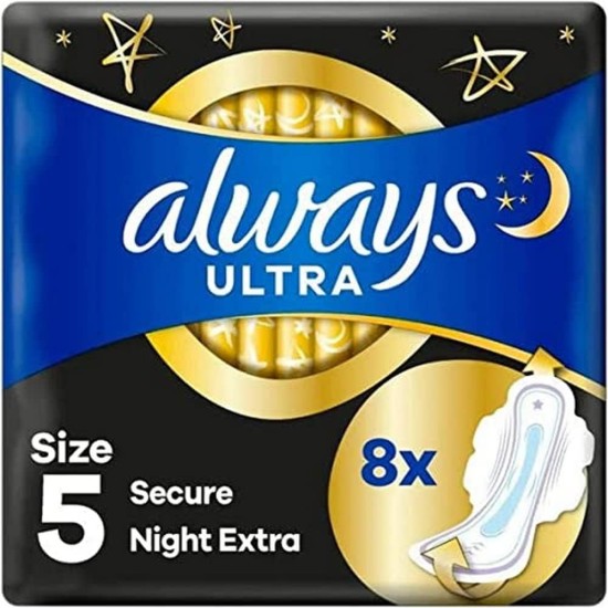 Always Ultra Secure Night Extra (Size 5) sanitary pads 8 Pack Always Ultra Secure Night Extra (Size 5) sanitary pads 8 Pack