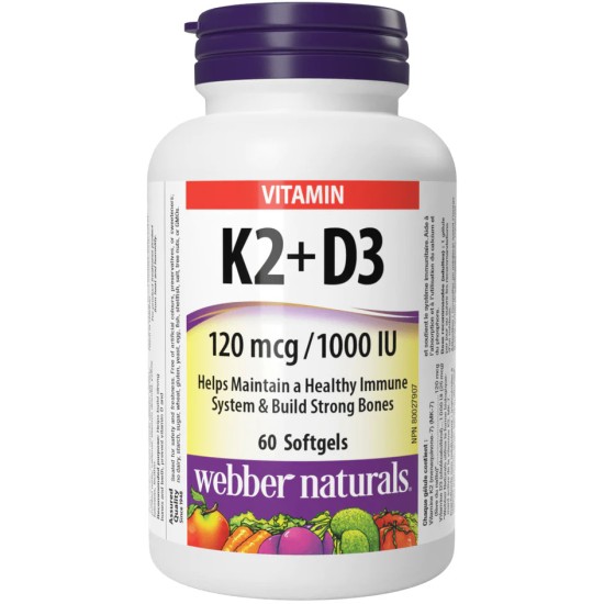 Webber Naturals K2+D3 120mcg/1000IU