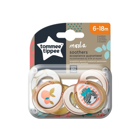 Tommee Tippee Ctn Moda Soothers 6-18m 2`s