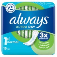 Always Ultra Day Sanitary Towels Normal (Size 1) 15 Pads