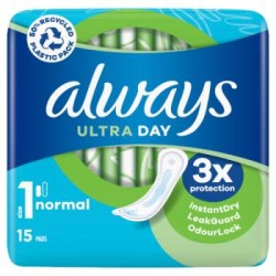 Always Ultra Day Sanitary Towels Normal (Size 1) 15 Pads Always Ultra Day Sanitary Towels Normal (Size 1) 15 Pads