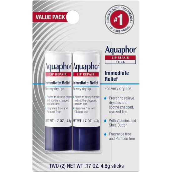 Aquaphor Lip Balm Repair Stick for Chapped Lips - 2pk