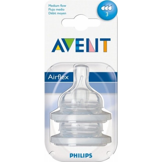 AVENT CLASSIC + SILICONE TEATS MEDIUM FLOW 3 HOLE 3 MONTHS+