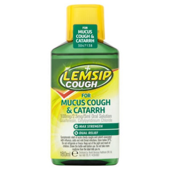 Lemsip Cough for Mucus Cough & Catarrh Syrup – 180ml