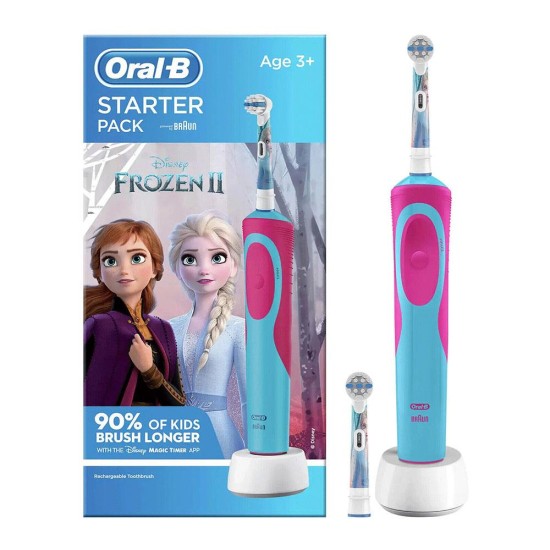 Oral B Kids Frozen II Electric Rechargeable Toothbrush Starter Kit With 2 Brush Heads