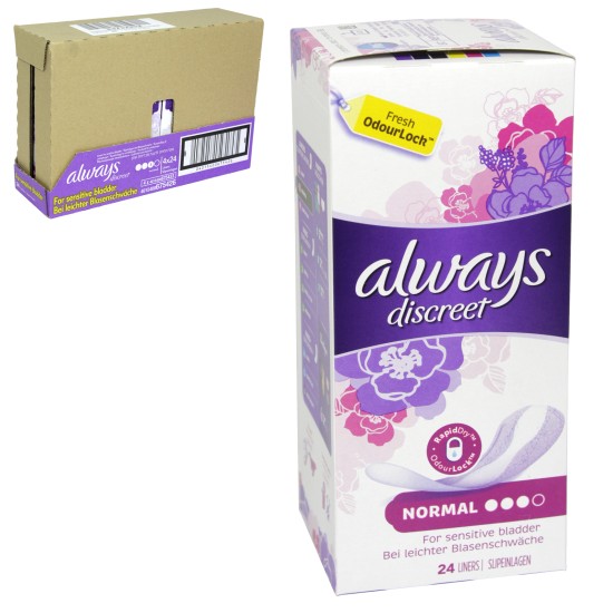 Always Discreet Sensitive Bladder Incontinence Panty Liners Odourlock Pack Of 24