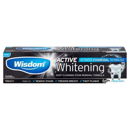 Wisdom Active  Whitening Activated Charcoal Toothpaste 100ml