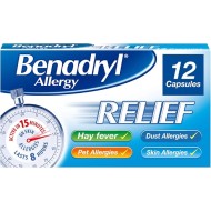 Benadryl Allergy Relief Acrivastine 12 Capsules