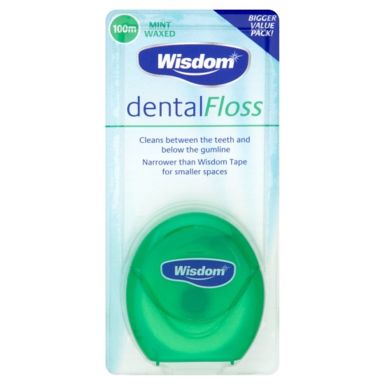 Wisdom Dental Floss Waxed Mint 100 M