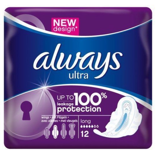 Always Ultra Long Plus Sanitary Towels With Wings 12 Pads