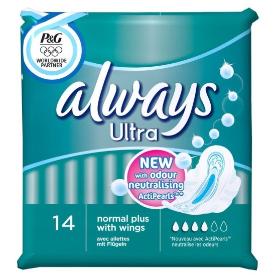Always Ultra Normal Size 1 Sanitary Pads With Wings 14 Pack
