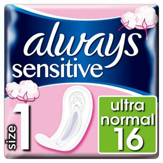 Always Sensitive Normal Ultra (Size 1) no wings sanitary pads 16 Pack Always Sensitive Normal Ultra (Size 1) no wings sanitary pads 16 Pack