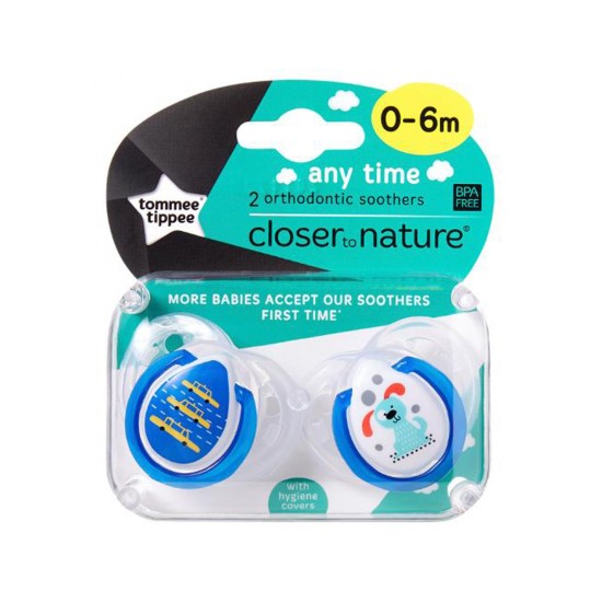 Tommee Tippee Closer To Nature Anytime Soother 0-6 Months 2 Pack