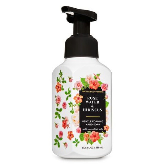 Bath And Body Works Rose Water And Hibiscus Gentle Foaming Hand Soap Wash 8.75 Oz