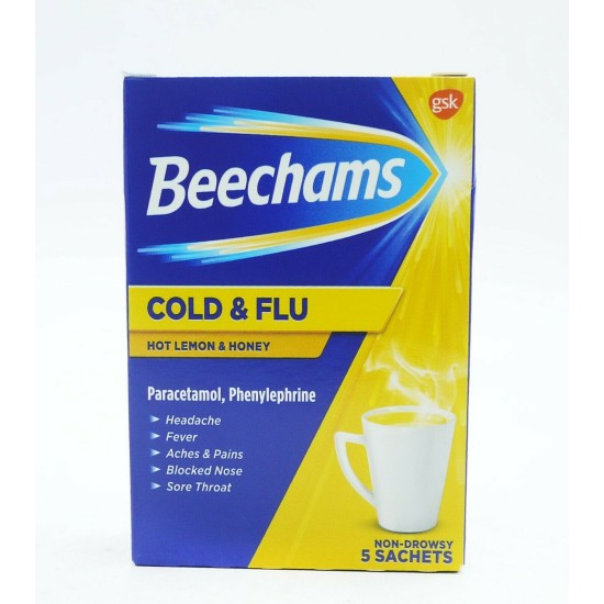 Beechams Cold And Flu Hot Lemon And Honey 5 Satchets