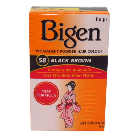 Bigen Permanent Powder Hair Colour Black Brown(58) 6g