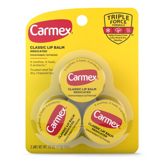 Carmex Classic Medicated Lip Balm 3 Jars O.25 Oz