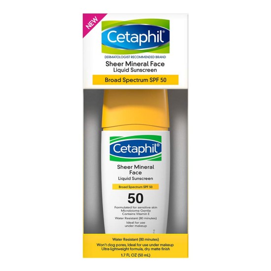 Cetaphil Sheer Mineral Face Liquid Sunscreen Spf 50 1.7 Oz