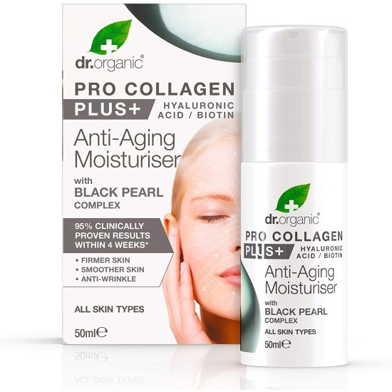 Dr Organic Pro Collagen Plus Anti Aging Moisturiser With Black Pearl 50 Ml