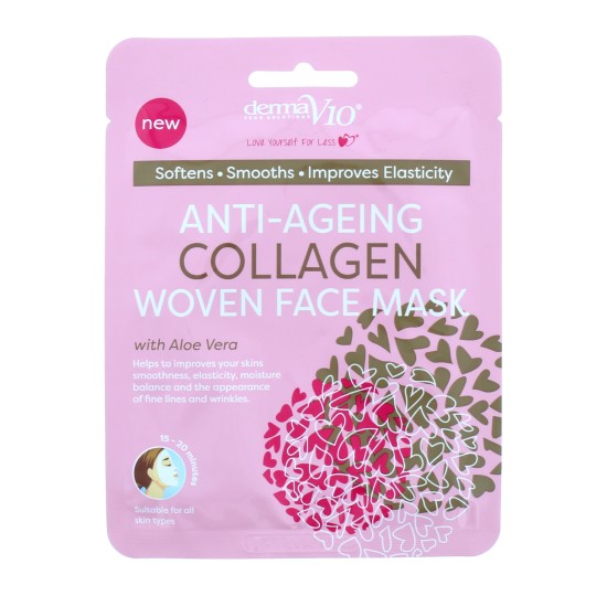 Derma V10 Anti Ageing Collagen Woven Face Mask