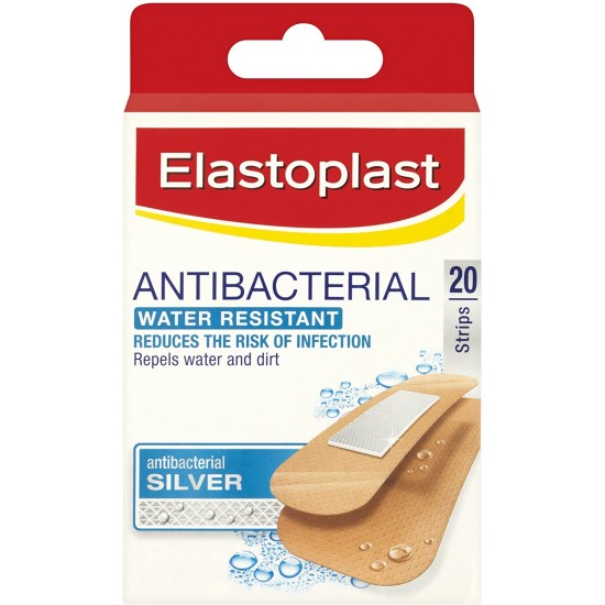 Elastoplast Antibacterial Silver Water Resistant Plasters 20 Strips