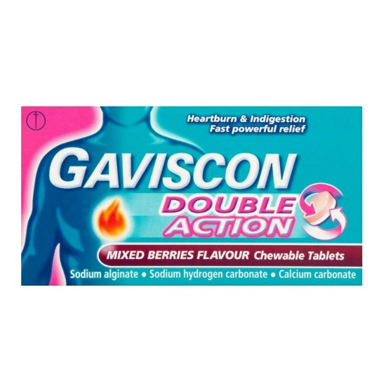 Gaviscon Double Action Mixed Berry Anti Reflux Indigestion 12 Tablets