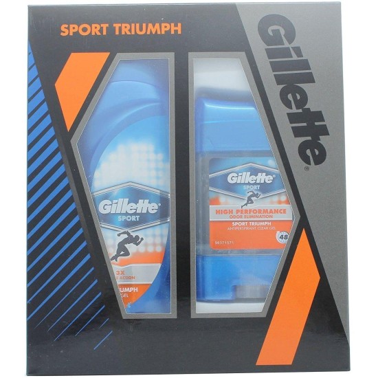 Gillette Giftset Sport Triumph 250 Ml Shower Gel Plus 70g Clear Deodorant