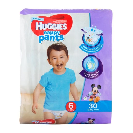 Huggies Nappy Pants For Boys Size 6 15-25kg 30 Pack