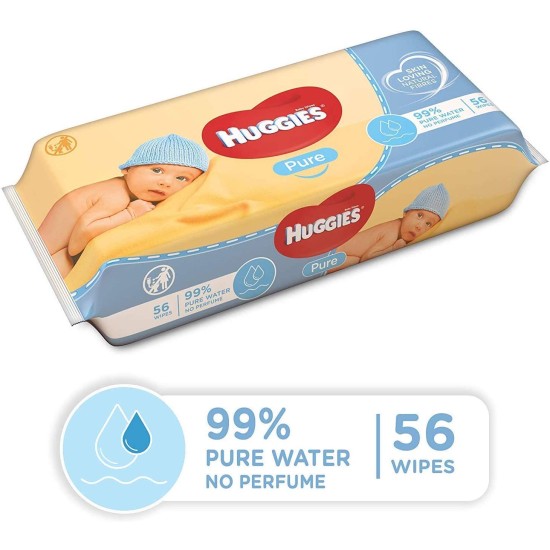 Huggies Pure Unscented Baby Wipes 56 Pack