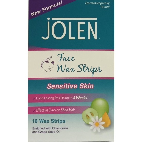 Jolen Facial Sensitive Wax Strips 16 Pack