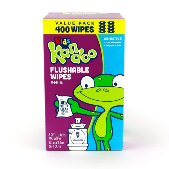 Kandoo Sensitive Flushable Toddler Wipes 400 Pack