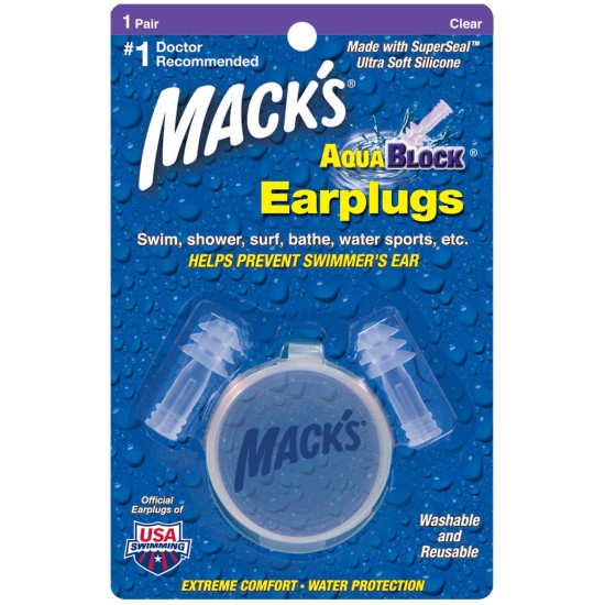 Macks Aquablock Clear Earplugs 1 Pair