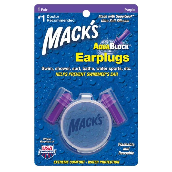 Macks Aquablock Purple Earplugs 1 Pair