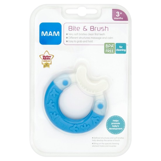 Mam Bite And Brush  Blue Teether 3+ Months