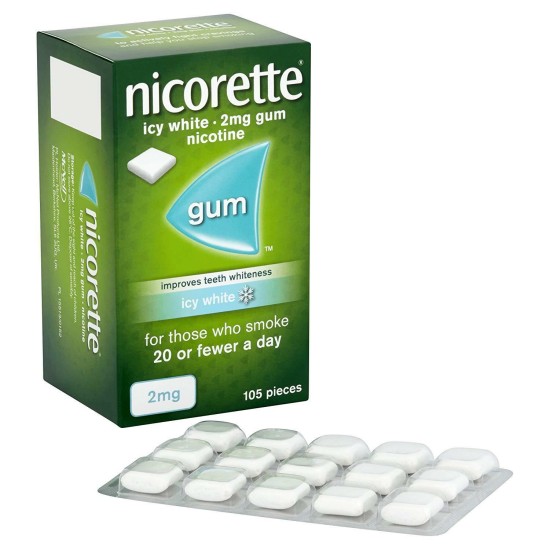 Nicorette Icy White 2mg Sugar Free Nicotine Gum