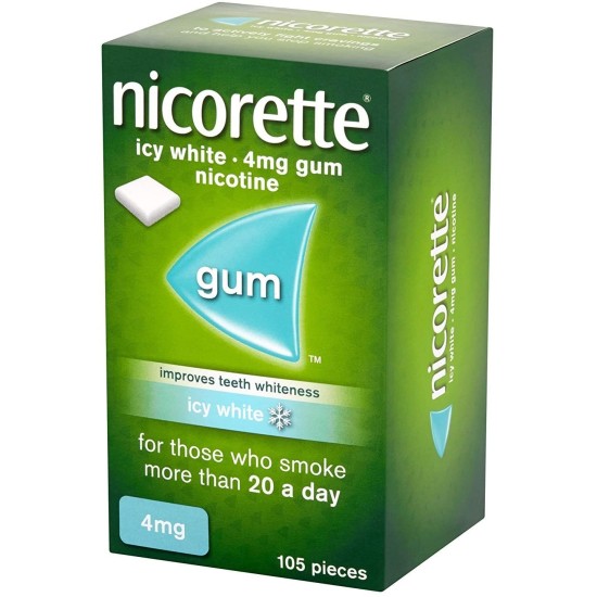 Nicorette Icy White 4mg Gum Nicotine 105 Pieces