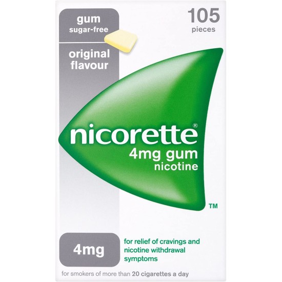 Nicorette Original Flavour 4mg Gum Nicotine 105 Pieces