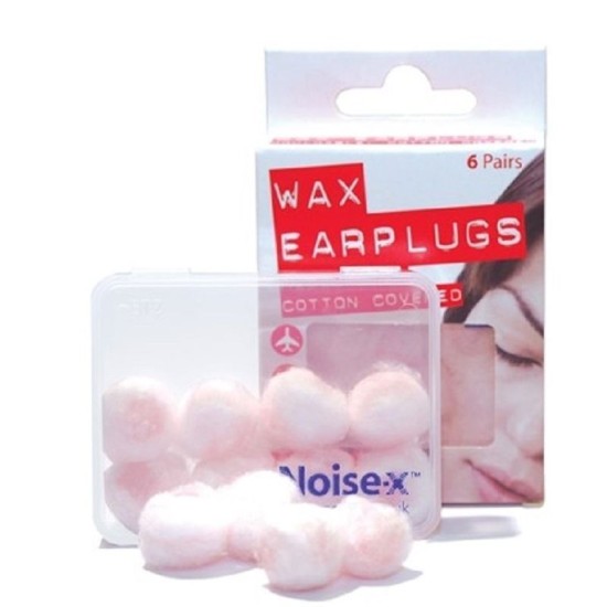 Noise X Wax Mouldable Cotton Covered Earplugs 6 Pairs