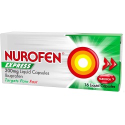 Nurofen Express Ibuprofen 200mg 16 Liquid Capsules