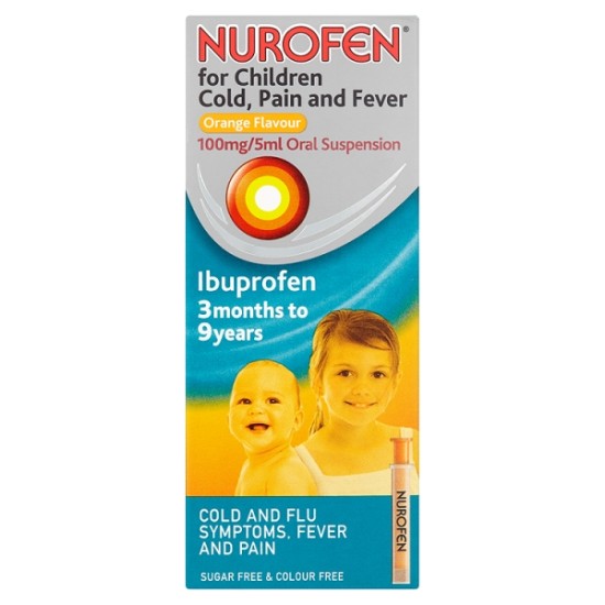 Nurofen For Children Cold Pain And Fever 100mg/5ml Orange Flavour 100ml Oral Suspension