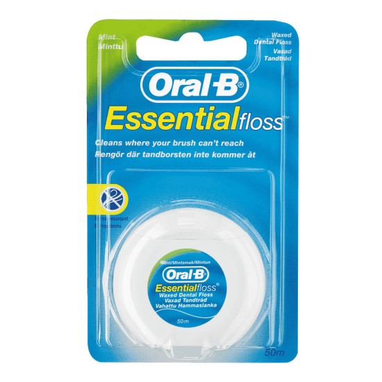 Oral B Essential Floss Waxed Mint Dental Floss 50m