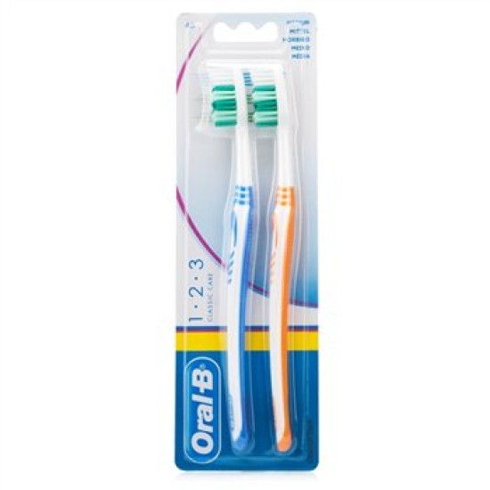 Oral B 1 2 3 Classic Care Manual Twin Pack Toothbrushes