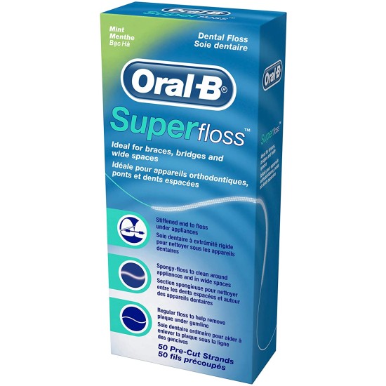 Oral B Superfloss Dental Floss For Braces Bridges 50 Strips Oral B Superfloss Dental Floss For Braces Bridges 50 Strips