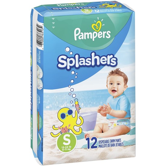 Pampers Splashers Disposable Swim Pants Size 3-4 Small 12 Pack