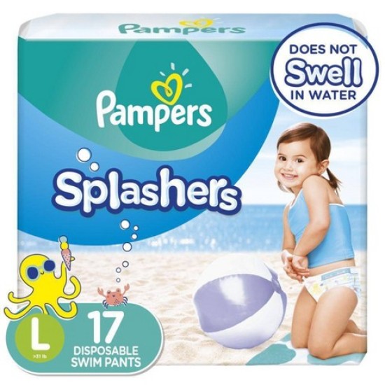 Pampers Splashers Disposable Swim Pants Size Large 17 Pack