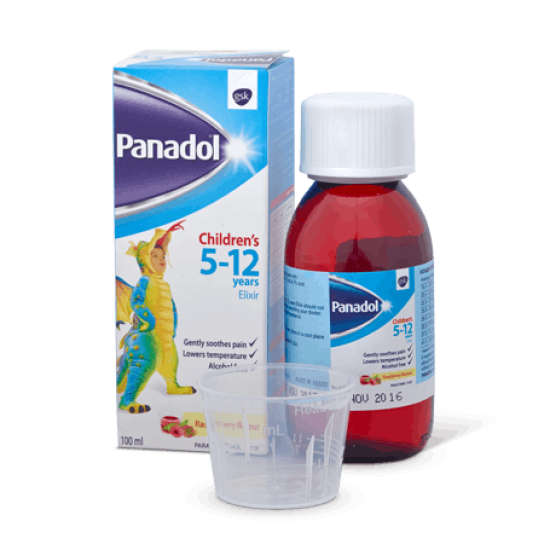 Panadol Children 5-12 Years Elixir Raspberry Flavour 100ml