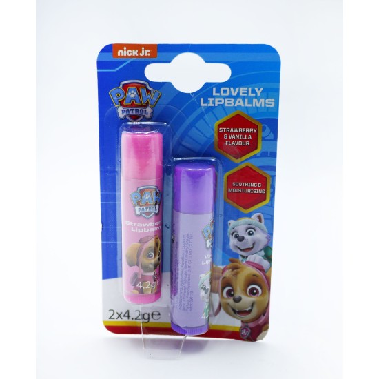 Paw Patrol Lovely Strawberry And Vanilla Flavour Lip Balms Pack Of 2