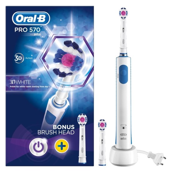 Oral B Pro 570 Electric Toothbrush 3d White With Refill Head